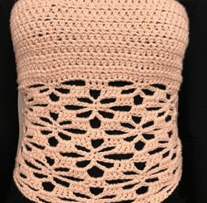 Pink Crochet Flower Mesh Top