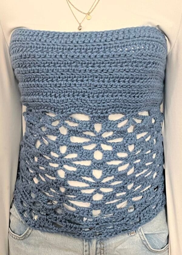 crochet flower mesh top